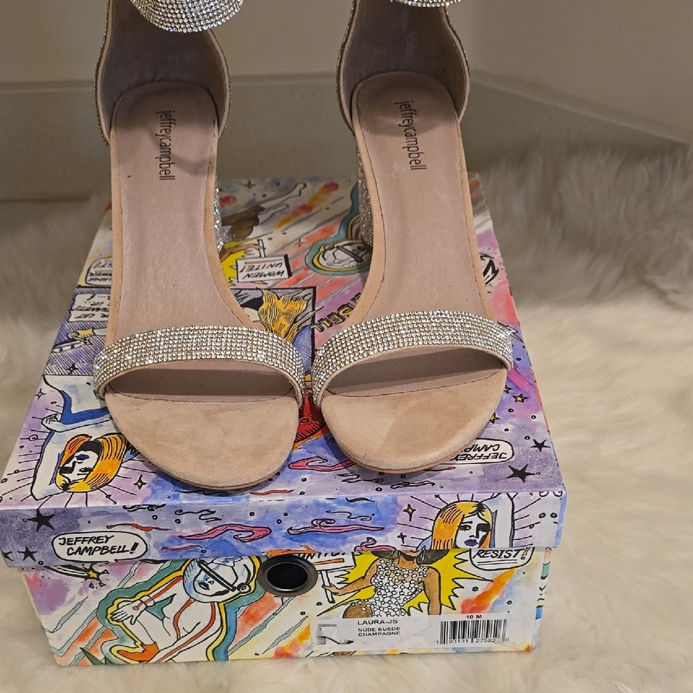Jeffrey Campbell Silver Tan Heels